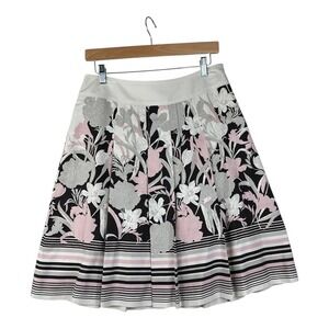 Ann Taylor A Line Pleated Floral Print Skirt‎ size 6 Multicolor